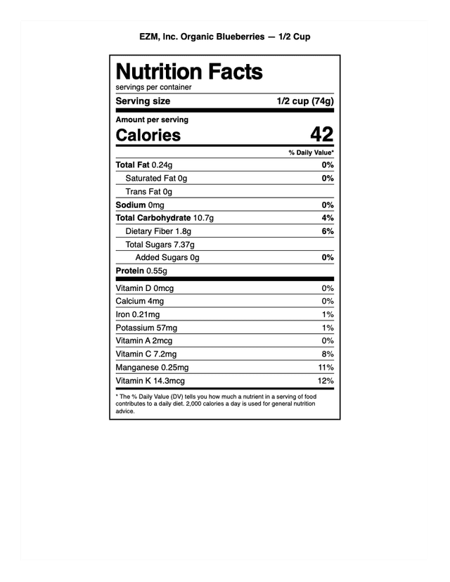 1/2 Cup Nutritional Label (first page preview)