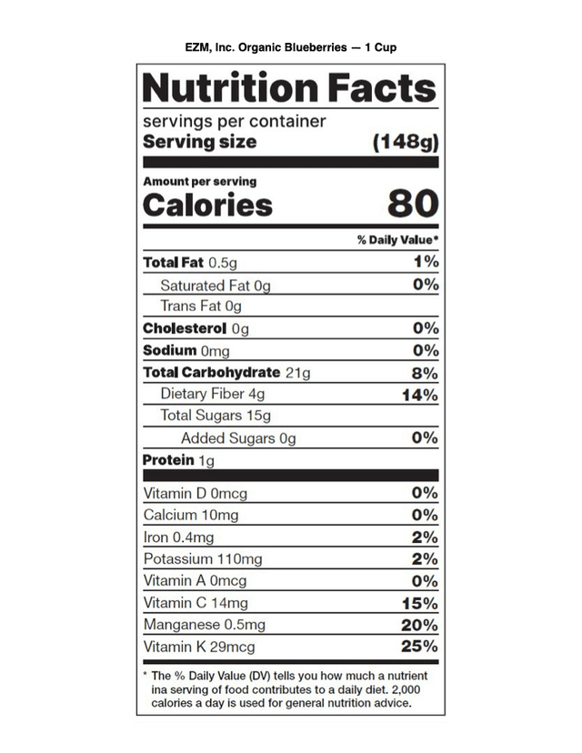 1 Cup Nutritional Label (first page preview)